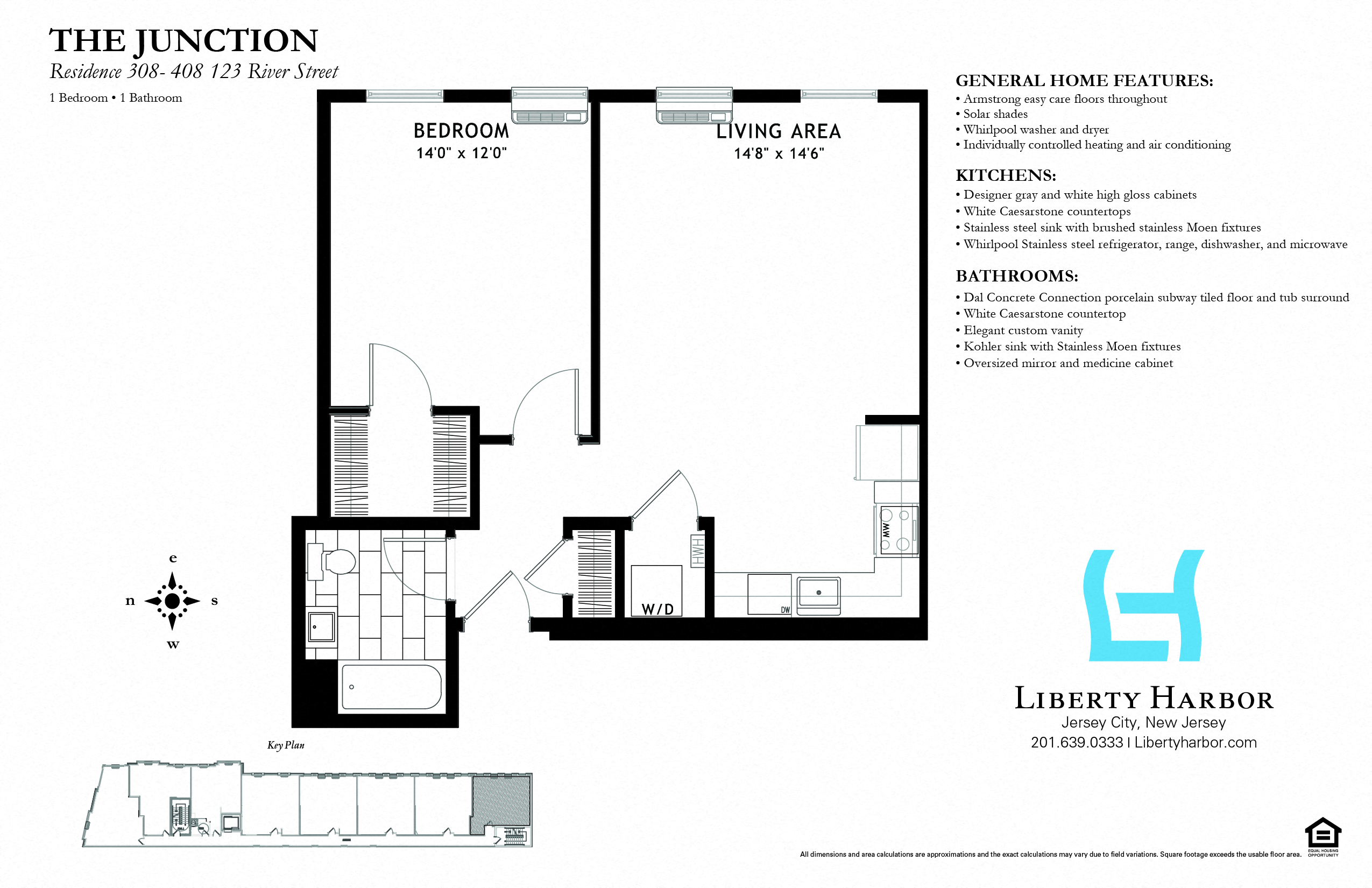 Floor plan for 1 bed, 1 bath, 672 sqft